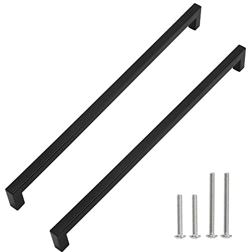 Cabinet Pulls Matte Black Cabinet Handles Square Drawer Pulls, 40 Pack 15 Inch Stainless Steel Kitchen Door Cupboard Cabinet Handles, Drawer Hardware Handles, 384mm Hole Centers - size: 15 inch Hole Centers(384mm)