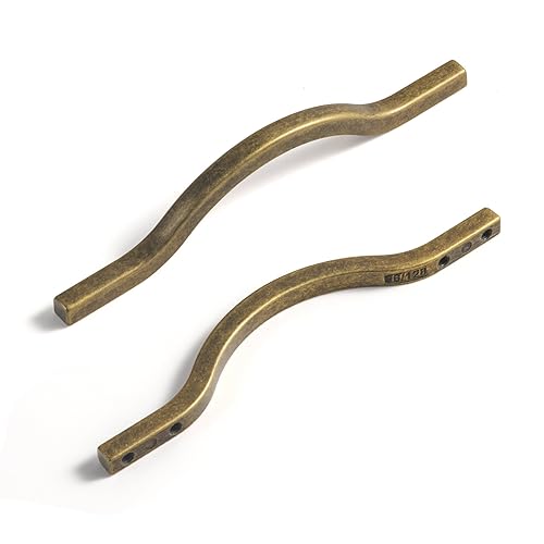 Goo-Ki Low Profile Antique Brass Cabinet Pulls, Double Hole Centers(3.8''/5'') Zinc Alloy Handle for Drawer Cupboard Wardrobe,6 Packed - color: Antique Brass, size: 3.8'/5'' Hole Centers