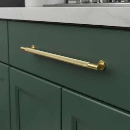 QOGRISUN 2-Pack Solid Brass Extra Long Cabinet Pulls, 10-Inch Gold Handles - size: 10-Inch(256mm)Hole Centers Bar Pull