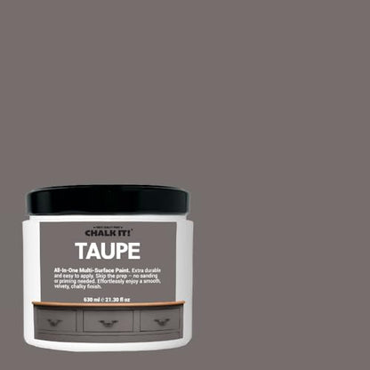 CHALK IT! All-in-One Multi-Surface Chalk Paint for Furniture & Cabinets - No Sanding, No Primer, Built-In Top Coat Water-Based, Low-Odor, Fast-Drying, Matte Finish (Taupe) - color: Taupe