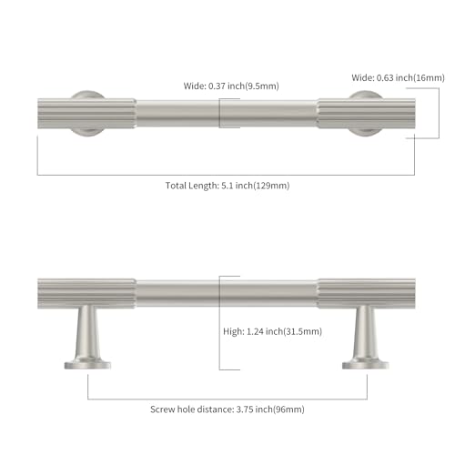 Asidrama 10 Pack 3.75 inch Brushed Satin Nickel Kitchen Cabinet Handles - color: Brushed Satin Nickel, size: 3.75" Hole Center