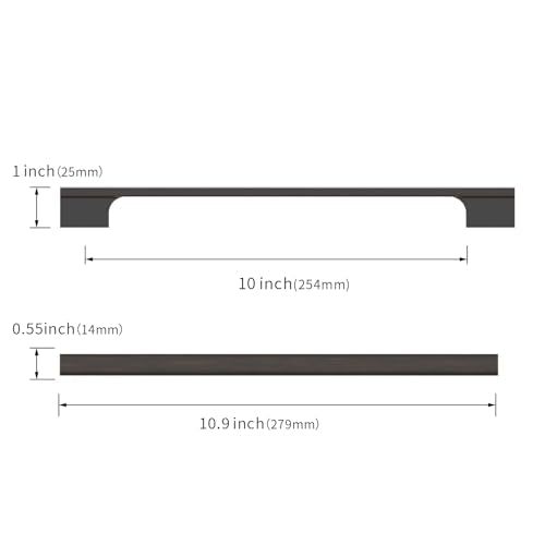 12 Pack 10"(254mm) Oil Rubbed Bronze Cabinet Pulls Kitchen Cabinet Handles Oil Rubbed Bronze Drawer Pulls Cupboard Hardware for Cabinets - color: Oil Rubbed Bronze, size: 10 Inch Hole Center