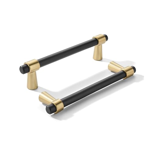khtumeware 3-3/4 inch 5 Pack Matte Black/Champagne Bronze Cabinet pulls Zinc Alloy, Kitchen Cabinet Handles, Wardrobe Drawer Handles - Suitable for Bathroom cabinets, Bedroom Furniture - color: Matte Black/Champagne Bronze, size: 3-3/4 Inch