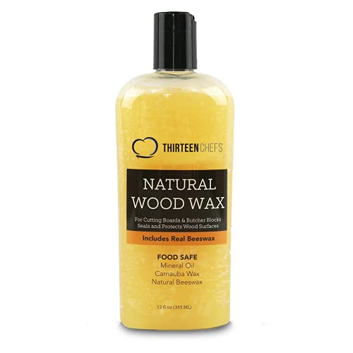 Cutting Board Wax and Conditioner with Food Grade Beeswax - Treat Wood Countertops, Butcher Blocks, Wooden Utensils and Bowls - Made in USA (12oz)