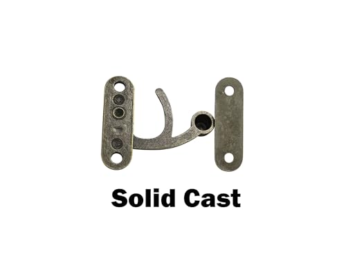 QCAA Zinc Die Cast Hook HASP Latch, Vintage Style, Right Latch Lock, 39mm x 46mm (1.53" x 1.81"), Brass Plated, Made in Taiwan, 8 Pack