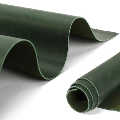 12''X24'' Genuine Leather Sheets - Tooling Leather Fabric Pieces for Crafts, Full Grain Leather Hide Material(Green, 2mm Thick) (Green, 12"X24") - color: Green