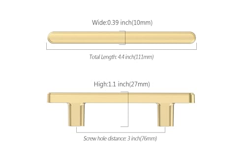 10 Pack 3 Inch(76mm) Kitchen Cabinet Handles Brushed Gold Cabinet Pulls Kitchen Cabinet Hardware Drawer Pulls for Cupboard Wardrobe - color: Brushed Gold, size: 3"/76MM Hole Center