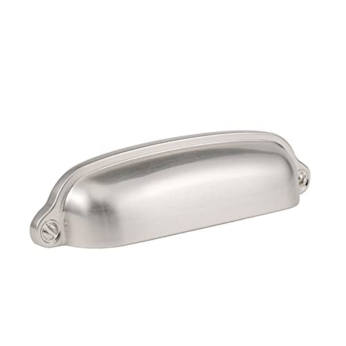 HARPOON 10 Pack Bin Cup Handle Pulls,Vintage Drawer Pulls,Cabinet Hardware,Shell Handle,3.78 Inch Brushed Satin Nickel - color: Satin Nickel, size: 3.78 Inch