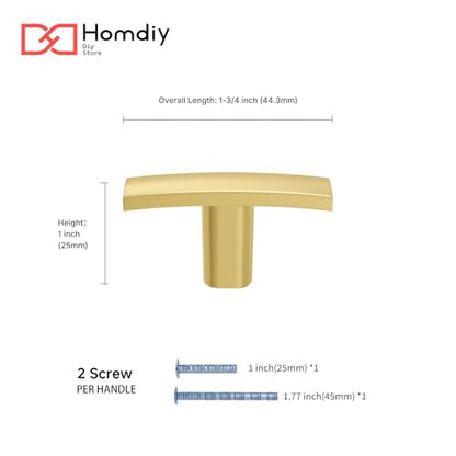 homdiy 20 Pack Brushed Gold Cabinet Knobs, Solid Zinc Alloy, Single Hole - color: Matte Gold, size: Single Hole