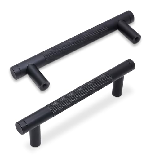 30 Pack 3.75 Inch Matte Black Kitchen Cabinet Handles Knurled Cabinet Pulls Black Drawer Pulls Kitchen Hardware - color: Matte Black, size: 3.75'' Hole Center(96mm)