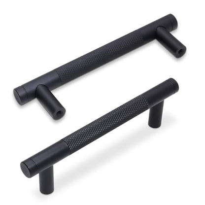 30 Pack 3.75 Inch Matte Black Kitchen Cabinet Handles Knurled Cabinet Pulls Black Drawer Pulls Kitchen Hardware - color: Matte Black, size: 3.75'' Hole Center(96mm)