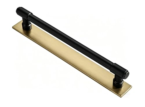 khtumeware 5 Pack 10 Inch(256 mm) Center to Center Matte Black and Champagne Bronze Cabinet Pull Backplate with Base Plate Zinc Kitchen Cabinet Handles Drawer Pulls Cabinet Hardware - color: Black And Champagne Bronze, size: 10"(256mm) Hole Center