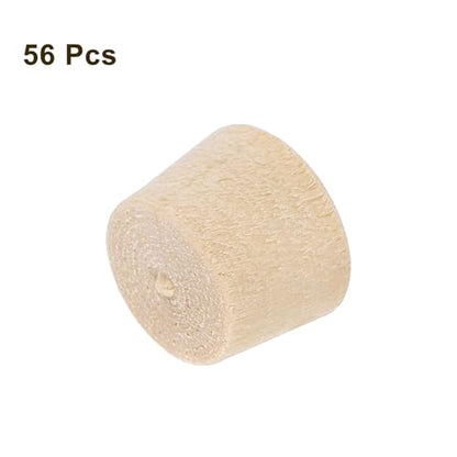 uxcell 56Pcs Wood Button Plugs, 8.5mm/0.33" Flat Head Hardwood Screw Hole Plug Wooden Caps Buttons Wood Plug for Furniture Woodworking Craft Decor (10mm x 8.5mm) - size: 10x8.5x8mm