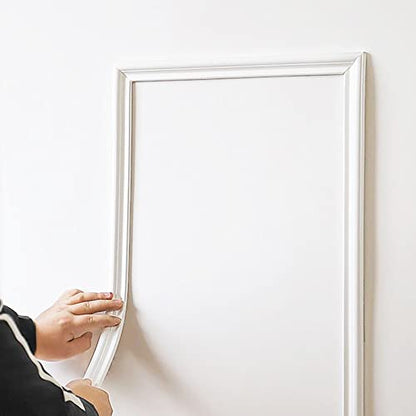 Gaahing Flexible Wall Molding Trim & Chair Rail | Peel and Stick Self-Adhesive Panel Moulding | DIY Home Decor on The Cabinet Door Mirror Frame, 16.4 ft x 1.3 in - size: 1.3"W x 196.8"L