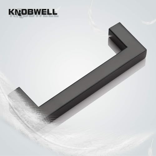 KNOBWELL 20 Pack| 4 inch Square Bar Drawer Handles Black, Kitchen Cupboard Handles Black Drawer Pulls Furniture Hardware Dresser Pull Handles - color: Matte Black, size: Hole Center:4 inch(102mm)