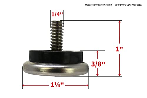 Shepherd 1-1/4" Round Leveling Furniture Glides for Table and Chairs on Carpet, Threaded Stem Furniture Mover Glides, Set of 4, Silver - size: 1-1/4-Inch