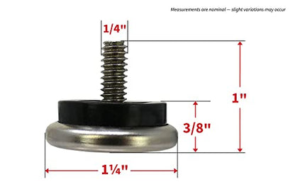 Shepherd 1-1/4" Round Leveling Furniture Glides for Table and Chairs on Carpet, Threaded Stem Furniture Mover Glides, Set of 4, Silver - size: 1-1/4-Inch
