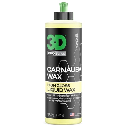 3D Carnauba Wax – Liquid Brazilian #1 Grade Wax for Deep Gloss & UV Protection | Easy Application | Safe on All Paint | Non-Staining Formula | Made in USA | 16 oz - size: 16 Fl Oz (Pack of 1)