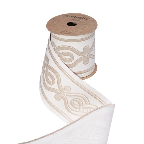 Jacquard Embroidered Trim Tape – Decorative Woven Border for Drapery, Upholstery, Cushions & Home Decor | Ideal for Interior Design, Sewing & Wholesale Projects (V2, 2.7" 3.8 Yards) - color: V2, size: 2.7" 3.8 Yards