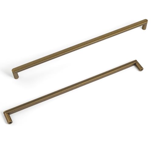 Goo-Ki 6 Pack 12 5/8 Inch Antique Brass Cabinet Pull Handle – Decorative Grooved Texture & Non-Slip Grip for Farmhouse/Industrial Cabinetry - color: Antique Brass, size: 12 5/8" Center to Center