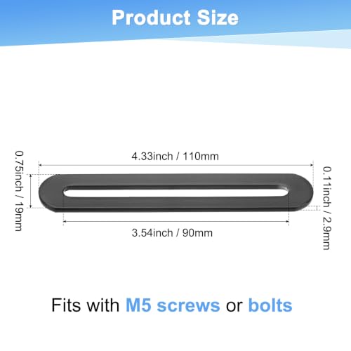 M METERXITY 6-Pack Flat Mending Plate Support 4.33x0.75in, Black - color: Black, size: 110 x 19mm
