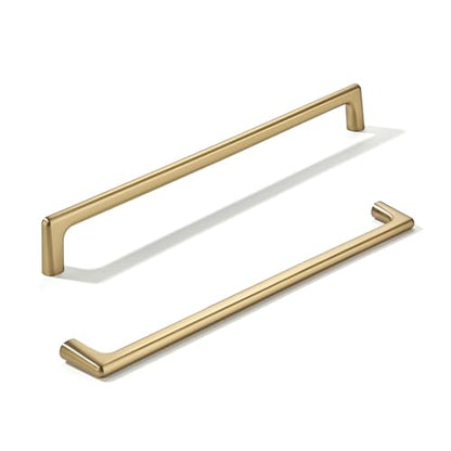 khtumeware 2 Pack Brushed Brass Cabinet Pulls 12 Inch(305mm) Hole Centers Satin Gold Cabinet Pulls Kitchen Cabinet Hardware for Cupboard Drawer Handles Dresser Pulls - color: Brushed Brass, size: Cabinet Pulls 12" Hole Center