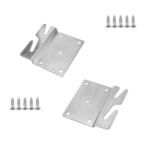Mcredy Bed Rail Brackets, Heavy Duty Silver Bed Frame Hooks, 5-Hole, 8Pcs - size: Silver, 8 pieces