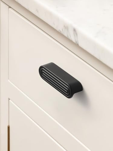5 Pack Black Cabinet Pulls 3" Hole Center Drawer Pulls Circle Bathroom Dresser Handles Hardware Zinc Alloy - color: Black, size: 3 Inch Hole Centers