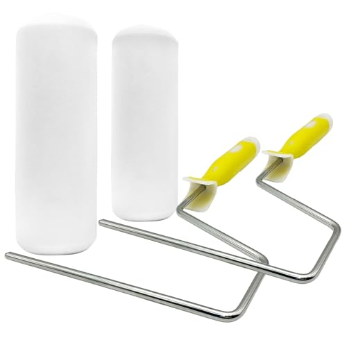 2 Pack Foam Paint Roller Covers, 9 Inch Paint Rollers with 2 Frame