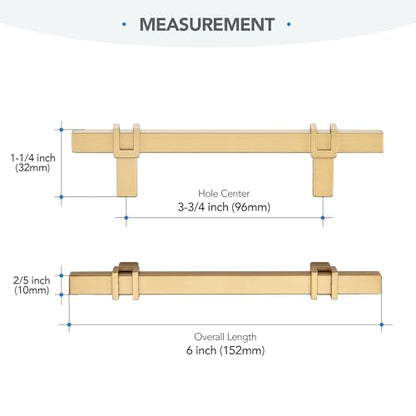 HOME EDIT 3-3/4 inch Cabinet Handles, 10 Pack Kitchen Cabinet Handles Gold Drawer Pulls Zinc Alloy Square Bar Kitchen Pulls - color: Gold, size: 3-3/4 Inch Hole Center