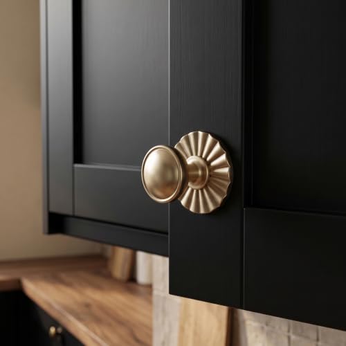 6Pack Champagne Bronze Cabinet Knobs with Backplate Drawer knobs - color: Champagne Bronze, style: Daisy