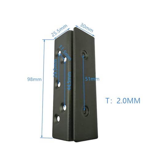 2PCS 98x30mm Black Metal Double Hook Groove Bracket Bed Hardware Stand for Attaching and Securing Footrests