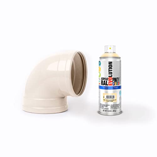 PINTY PLUS Water Based Spray Paint, 11oz, Low GWP Propellant, Low Odor, Gloss Off-White. Wood, Metal, Glass, Ceramics, Terra Cotta, Plastic, Pack of 6 - color: Light Ivory