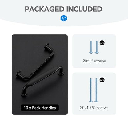 HOME EDIT Matte Black Solid Cabinet Handles & Pulls 3-3/4 Inch 10 Pack - color: Matte Black, size: 3-3/4 inches Hole Center