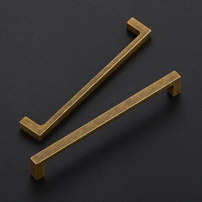 Ravinte Antique Brass Cabinet Handles Solid Square Pulls 6-1/4 Inch 10 Pack - size: 6-1/4 Inch Hole Center