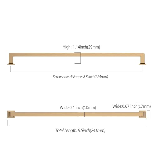 9BUILD 10 Pack 8.8 Inch Champagne Bronze Cabinet Handles,Kitchen Hardware - color: Champagne Bronze, size: 8.8"/224MM Hole Center