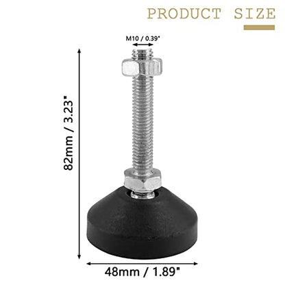 Bonsicoky M10 Metal Adjustable Leveling Feet, 4 Pcs, 3.2" x 1.9" - size: M10,3.2" Height