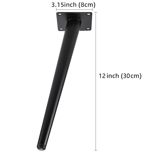 RealPlus 12 Inch Furniture Legs, Heavy Duty Metal Replacement Legs for Chairs Sofas Cabinets Cupboard Couch and DIY Projects, Mid-Century Style - size: 12 Inch
