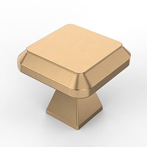 Amerdeco 10 Pack Champagne Bronze Kitchen Cabinet Knobs Cabinet Hardware Single Hole Cabinet Pulls Dresser Knobs Gold Square Drawer Knobs and Pulls for Bathroom Cabinets ZH0002 - color: Champagne Bronze, size: Single Hole