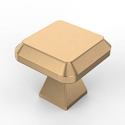 Amerdeco 10 Pack Champagne Bronze Kitchen Cabinet Knobs Cabinet Hardware Single Hole Cabinet Pulls Dresser Knobs Gold Square Drawer Knobs and Pulls for Bathroom Cabinets ZH0002 - color: Champagne Bronze, size: Single Hole