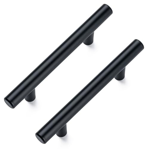10 Pack Cabinet Handles, 5 Inch Length, 3 Inch Hole Center, Matte Black - color: Black