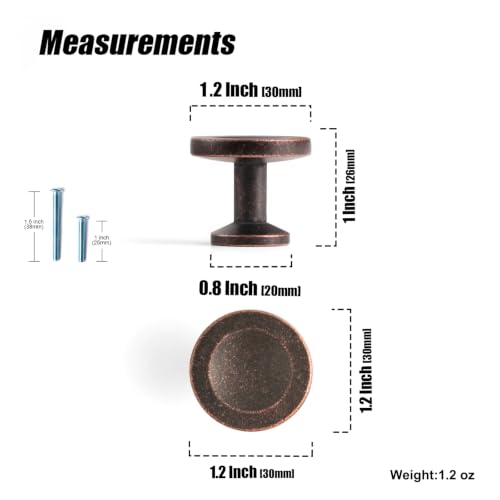 12 Pack Antique Oil Rubbed Bronze Cabinet Knobs, Drawer Knobs - color: Antique Oil Rubbed Bronze
