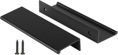 Rergy 10 Pack 3-3/4" Cabinet Pulls Black Finger Pulls for Cabinets - color: Black, size: Hole Center: 3-3/4in(96mm)