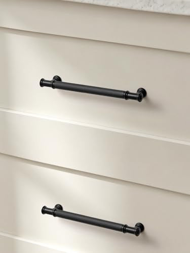 5 Pack Black Cabinet Pulls 6.3" Hole Center Matte Black Handles Drawer Pulls Closet Bathroom Vanity Dresser Hardware Zinc Alloy - color: Black, size: 6.3"(160mm) Hole Centers