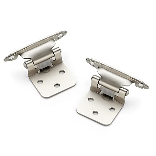 Ravinte Brushed Nickel Cabinet Hinges, 1/2 Inch Overlay, 30 Pack (15 Pairs) - color: Satin Nickel