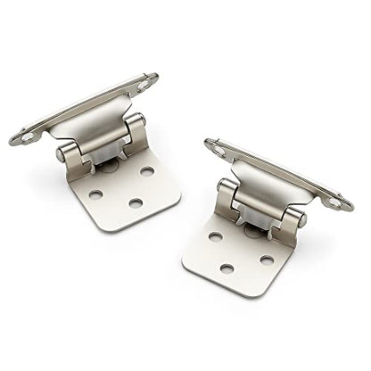 Ravinte Brushed Nickel Cabinet Hinges, 1/2 Inch Overlay, 30 Pack (15 Pairs) - color: Satin Nickel