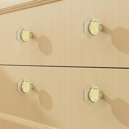 4 Pack Hexagon Crystal Cabinet Knobs,1-1/4 Inch, Gold - color: Gold-4 pack, size: Hexagon