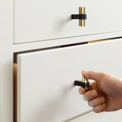 Design House Emery Cabinet Knob, Satin Gold, Matte Black - color: Satin Gold/Matte Black, size: One-Size Knob 5-Pack, style: Emery