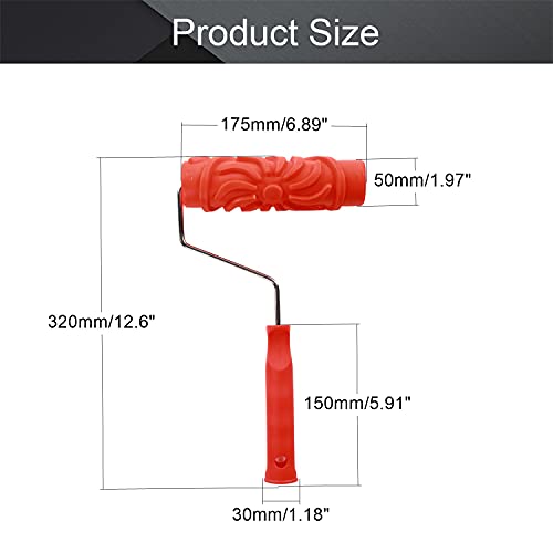 Utoolmart 7" Home Wall Rubber Paint Roller 175mm Wooden Grain Painting Roller with Plastic Handle 1Pcs - size: EG127T