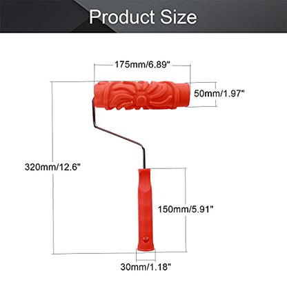 Utoolmart 7" Home Wall Rubber Paint Roller 175mm Wooden Grain Painting Roller with Plastic Handle 1Pcs - size: EG127T